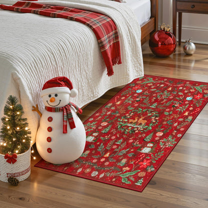 Lahome Christmas 8x10 Living Room Area Rug, Soft Christmas Tree Large Washable Rug for Bedroom, Non Slip Low Pile Indoor Floor Carpet for Home Office Xmas Holiday Decor, Beige
