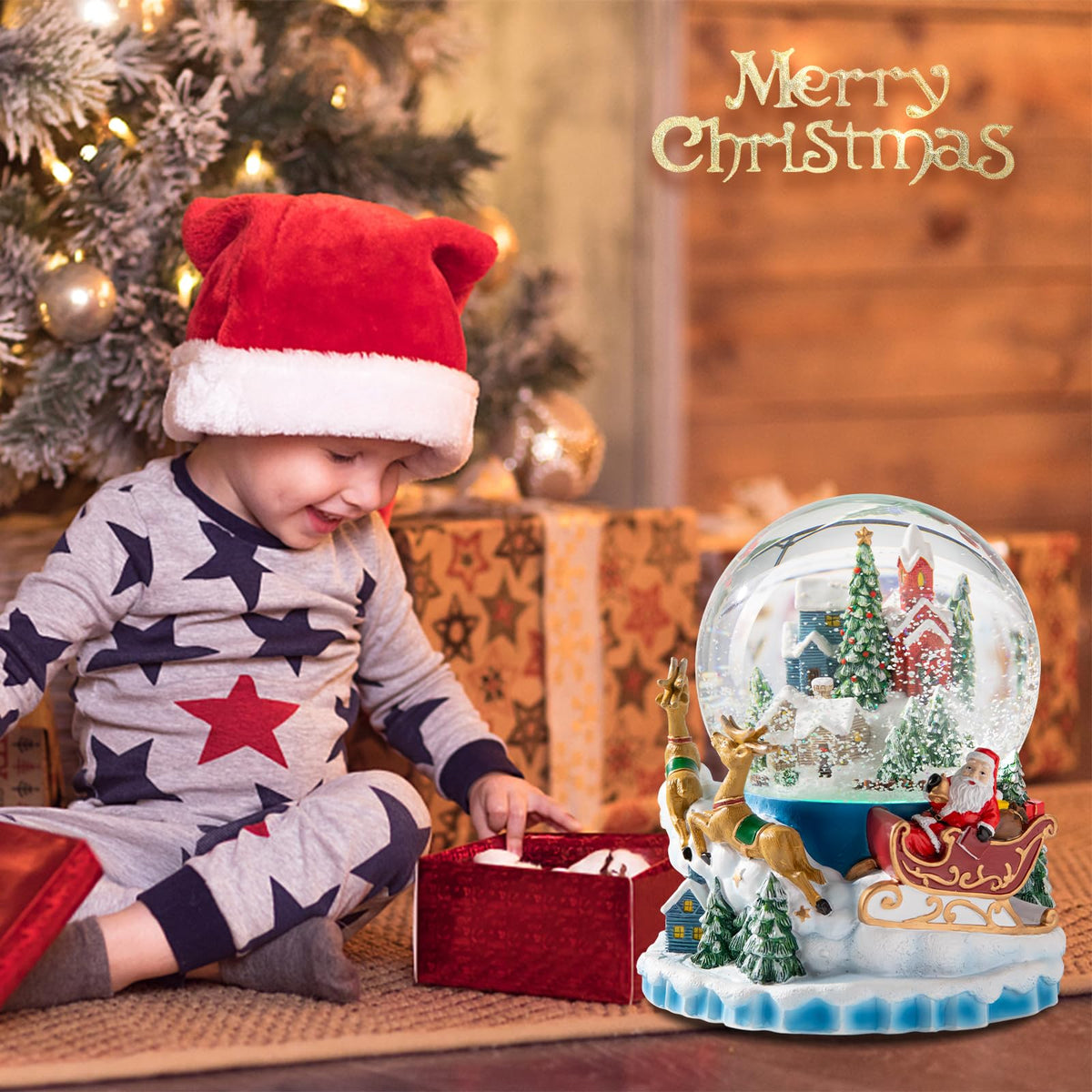 Musical Snow Globe with Color Changing LED Lights, Snowman Music Box