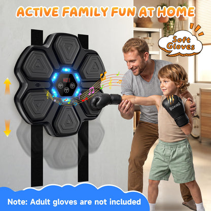 TGLLM Music Boxing Machine, Interactive Punching Trainer with Boxing Gloves, Large Size Wall Mounted Electronic Boxing Target for Adult Kids, 9 Modes & 9 Speeds