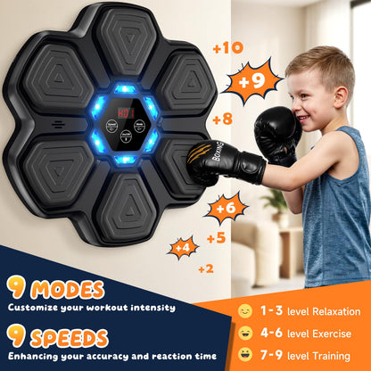 TGLLM Music Boxing Machine, Interactive Punching Trainer with Boxing Gloves, Large Size Wall Mounted Electronic Boxing Target for Adult Kids, 9 Modes & 9 Speeds