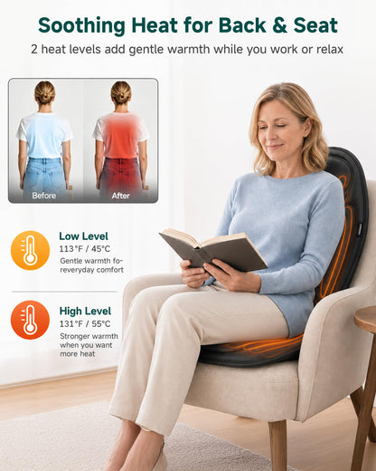 Back Massager with Heat, Vibration Massage Chair Pad Seat Cushion