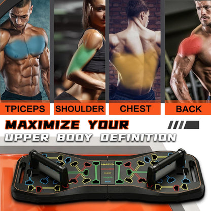 Upgraded Push Up Board,36 in 1 Home Gym Equipment with Ab Roller Wheel & Resistance Bands, Portable Foldable Workout Board for Full Body Strength Training Men Women,Gift for Boyfriend
