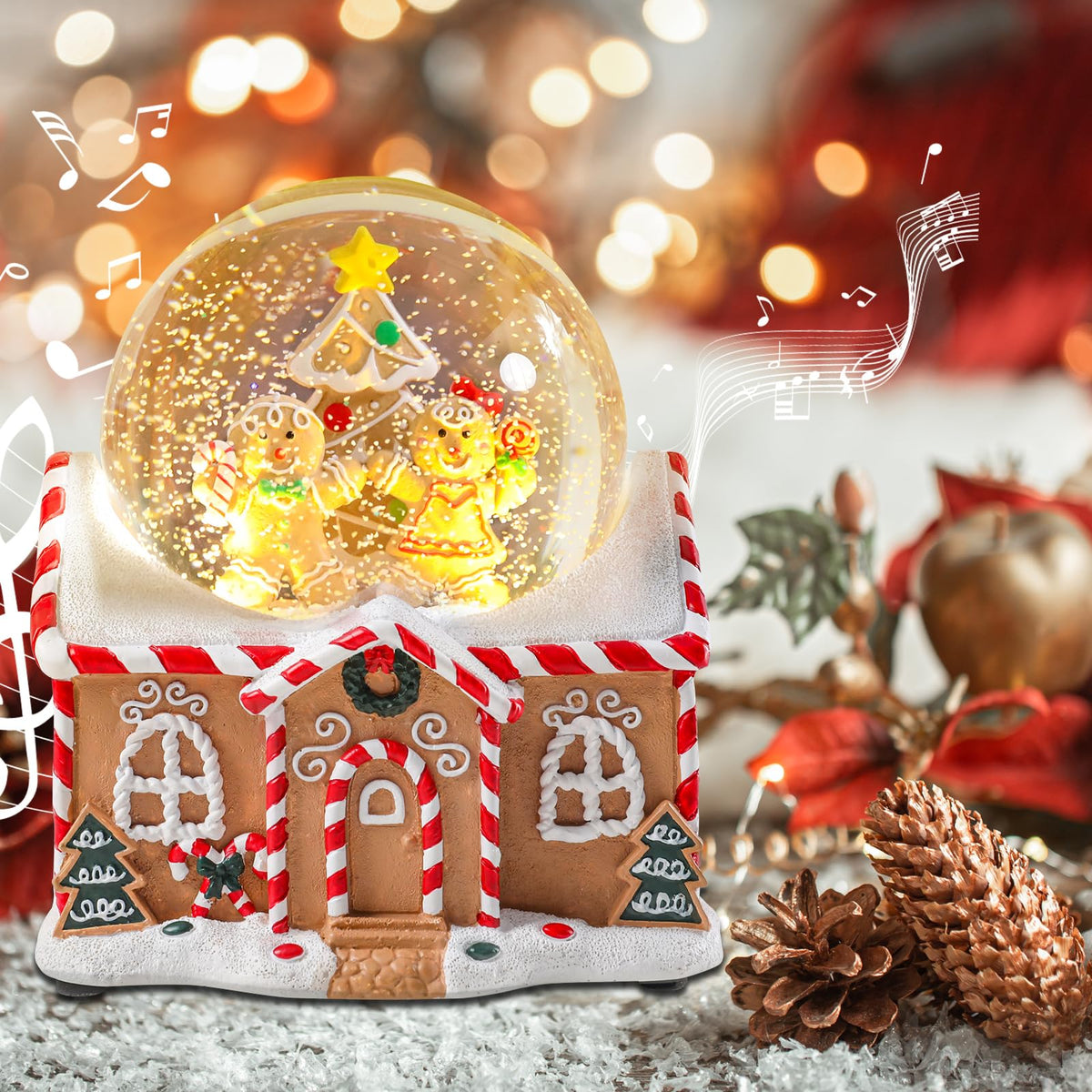 Musical Snow Globe with Color Changing LED Lights, Snowman Music Box