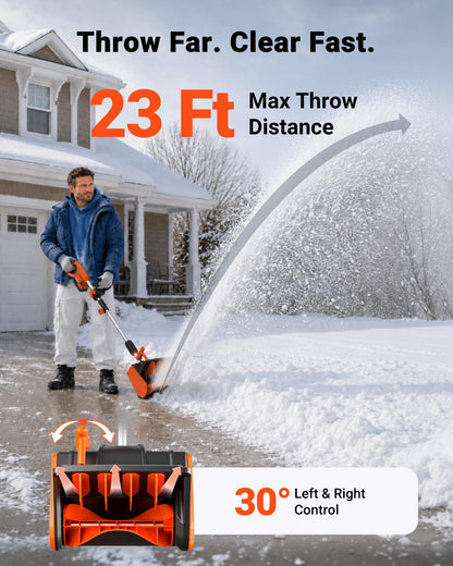 VOLTASK Cordless Snow Shovel, 24V | 13-Inch | 4-Ah Cordless Snow Blower, Battery Snow Blower with Directional Plate & Adjustable Front Handle (4-Ah Battery & Quick Charger Included)