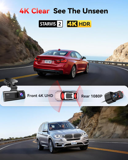 REDTIGER F7NP 4K Dash Cam Front Rear, STARVIS 2 Sensor, Free Card Included