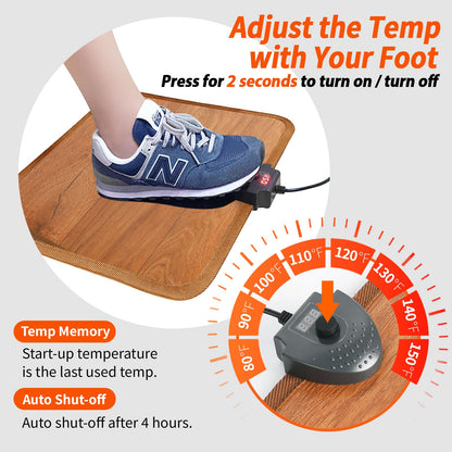 Heated Foot Mat Under Desk, Adjustable Temperature Foot Warmer