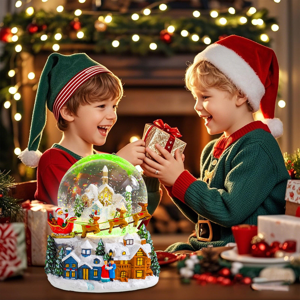 Musical Snow Globe with Color Changing LED Lights, Snowman Music Box