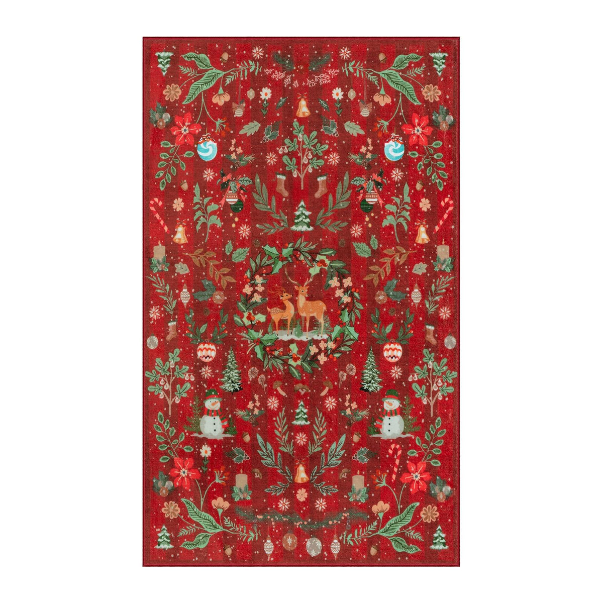 Lahome Christmas 8x10 Living Room Area Rug, Soft Christmas Tree Large Washable Rug for Bedroom, Non Slip Low Pile Indoor Floor Carpet for Home Office Xmas Holiday Decor, Beige