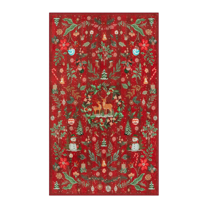 Lahome Christmas 8x10 Living Room Area Rug, Soft Christmas Tree Large Washable Rug for Bedroom, Non Slip Low Pile Indoor Floor Carpet for Home Office Xmas Holiday Decor, Beige
