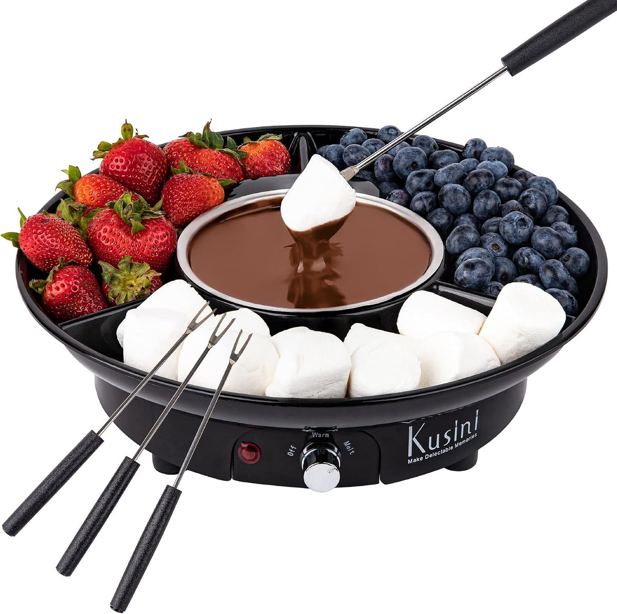 Kusini Electric Fondue Pot Set – Chocolate Fondue Kit - Temperature Control