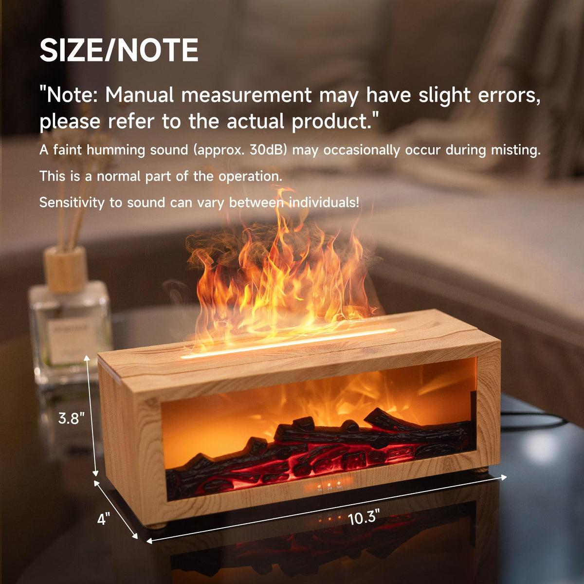 TMEHM Essential Oil Diffuser Humidifier with Fireplace Flame Effect