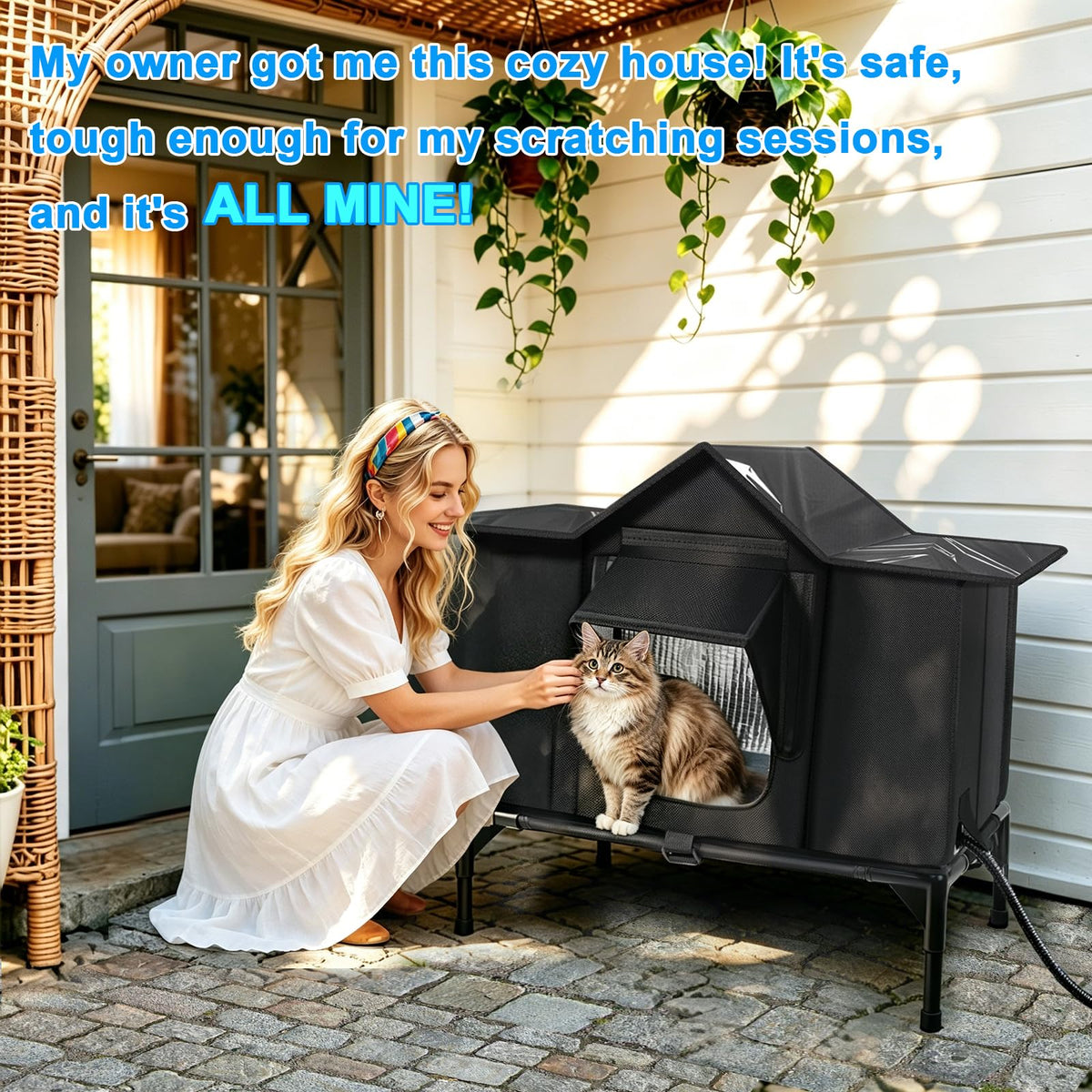 Outdoor Cat House Weatherproof, Heated Cat House, Insulated Cat House(M)