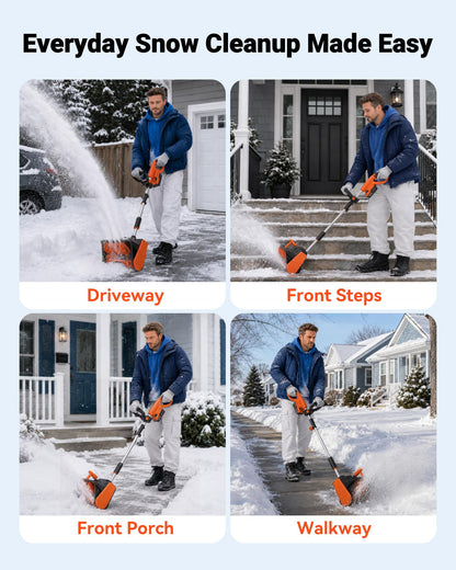 VOLTASK Cordless Snow Shovel, 24V | 13-Inch | 4-Ah Cordless Snow Blower, Battery Snow Blower with Directional Plate & Adjustable Front Handle (4-Ah Battery & Quick Charger Included)