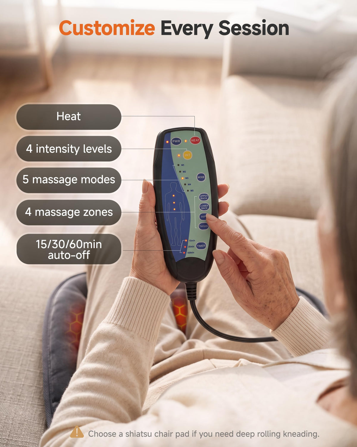 Snailax Back Massager with Heat, Vibration Massage Chair Pad, Seat Cushion