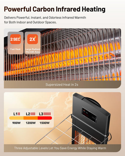 Infrared Space Heater Indoor & Outdoor with Remote & Thermostat