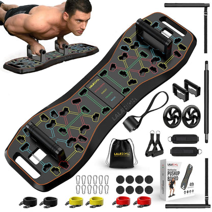 Upgraded Push Up Board,36 in 1 Home Gym Equipment with Ab Roller Wheel & Resistance Bands, Portable Foldable Workout Board for Full Body Strength Training Men Women,Gift for Boyfriend