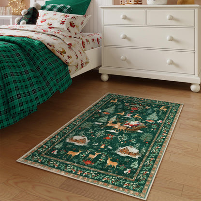 Lahome Christmas 8x10 Living Room Area Rug, Soft Christmas Tree Large Washable Rug for Bedroom, Non Slip Low Pile Indoor Floor Carpet for Home Office Xmas Holiday Decor, Beige
