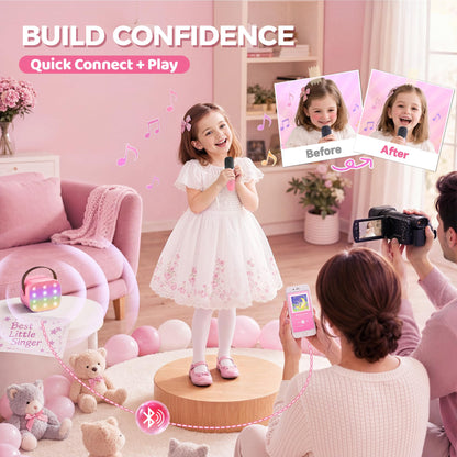 YLL Karaoke Machine for Kids, Birthday Gifts for Girls 3 4 5 6 7+Years Old
