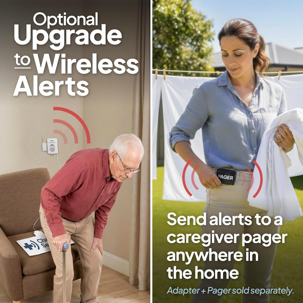 Chair Alarm for Elderly, Fall Prevention Seat Sensor Pad with Caregiver Alert