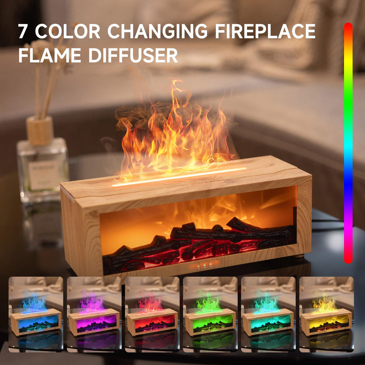 TMEHM Essential Oil Diffuser Humidifier with Fireplace Flame Effect