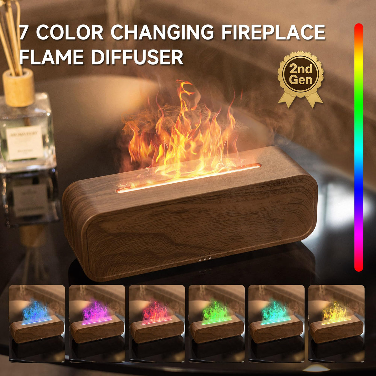 Flame Diffuser Humidifier, Essential Oil Diffuser with Fireplace Effect