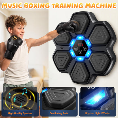 TGLLM Music Boxing Machine, Interactive Punching Trainer with Boxing Gloves, Large Size Wall Mounted Electronic Boxing Target for Adult Kids, 9 Modes & 9 Speeds