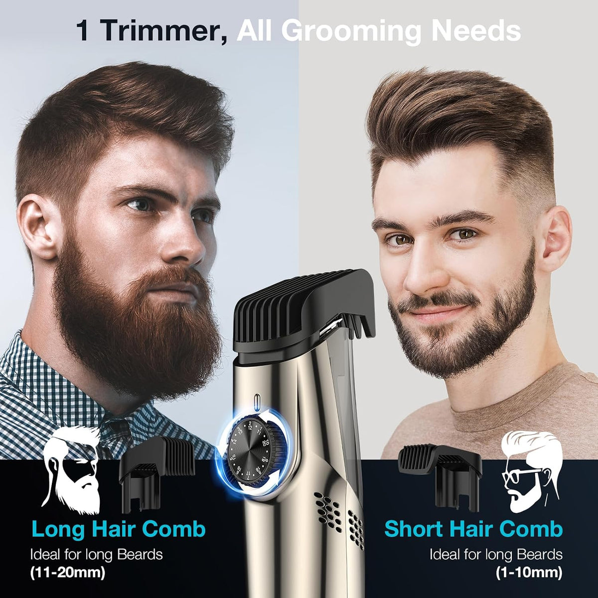 Beard Trimmer with Vacuum for Men, Adjustable 1-20mm