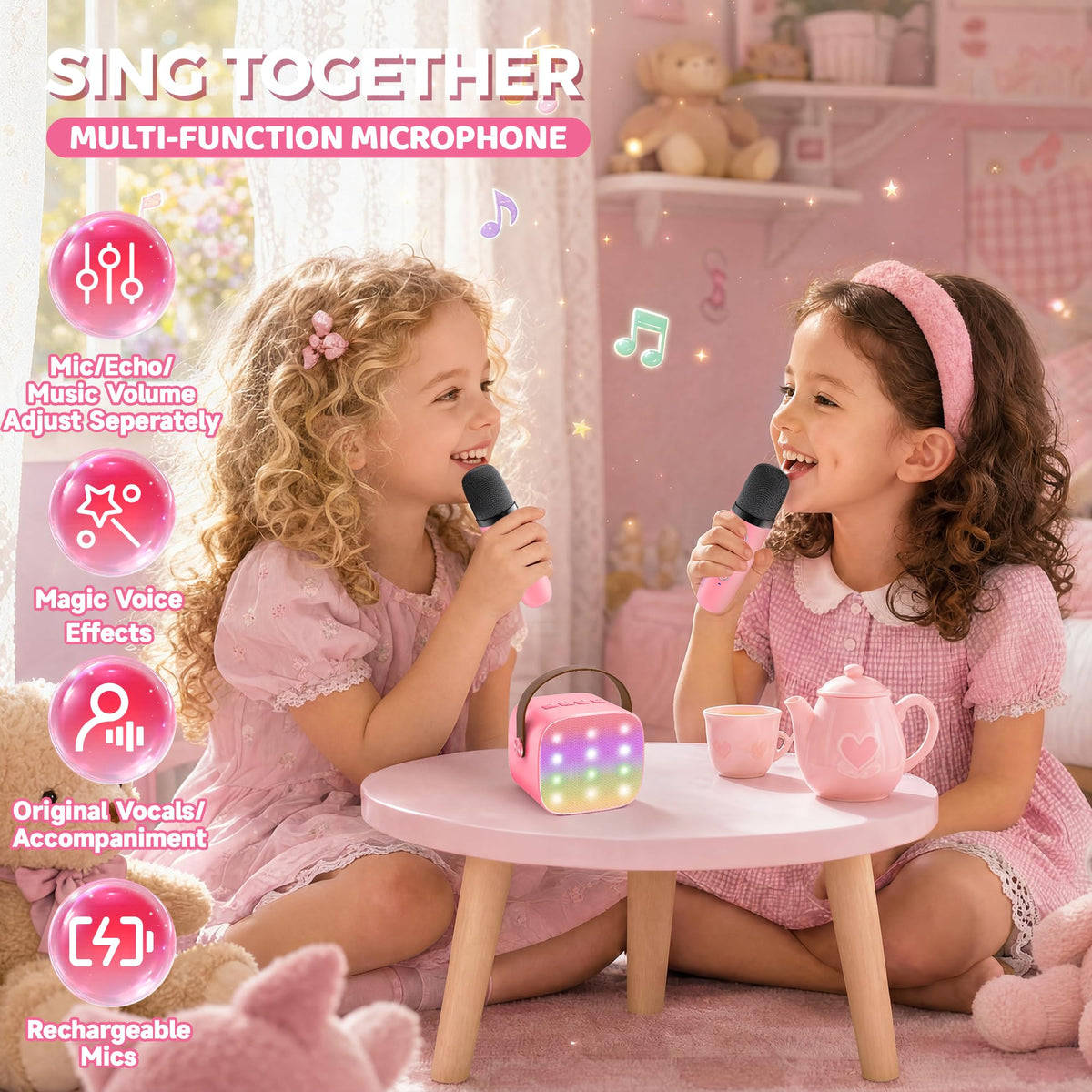 YLL Karaoke Machine for Kids, Birthday Gifts for Girls 3 4 5 6 7+Years Old