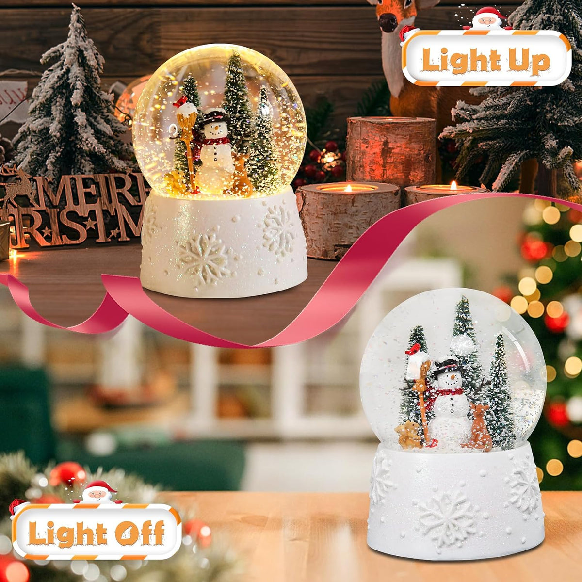 Musical Snow Globe with Color Changing LED Lights, Snowman Music Box