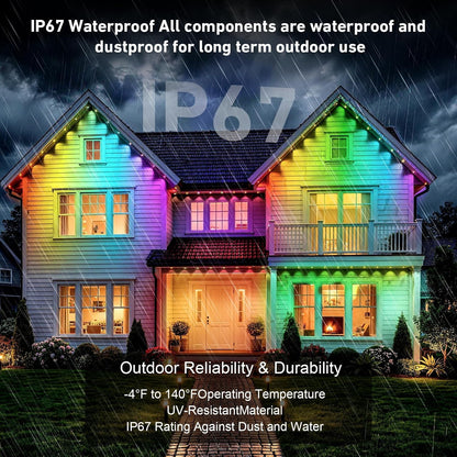 Permanent Outdoor Lights 150ft, Smart RGBIC Eave Lights, IP67 Waterproof