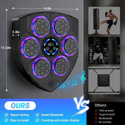 TGLLM Music Boxing Machine, Interactive Punching Trainer with Boxing Gloves, Large Size Wall Mounted Electronic Boxing Target for Adult Kids, 9 Modes & 9 Speeds