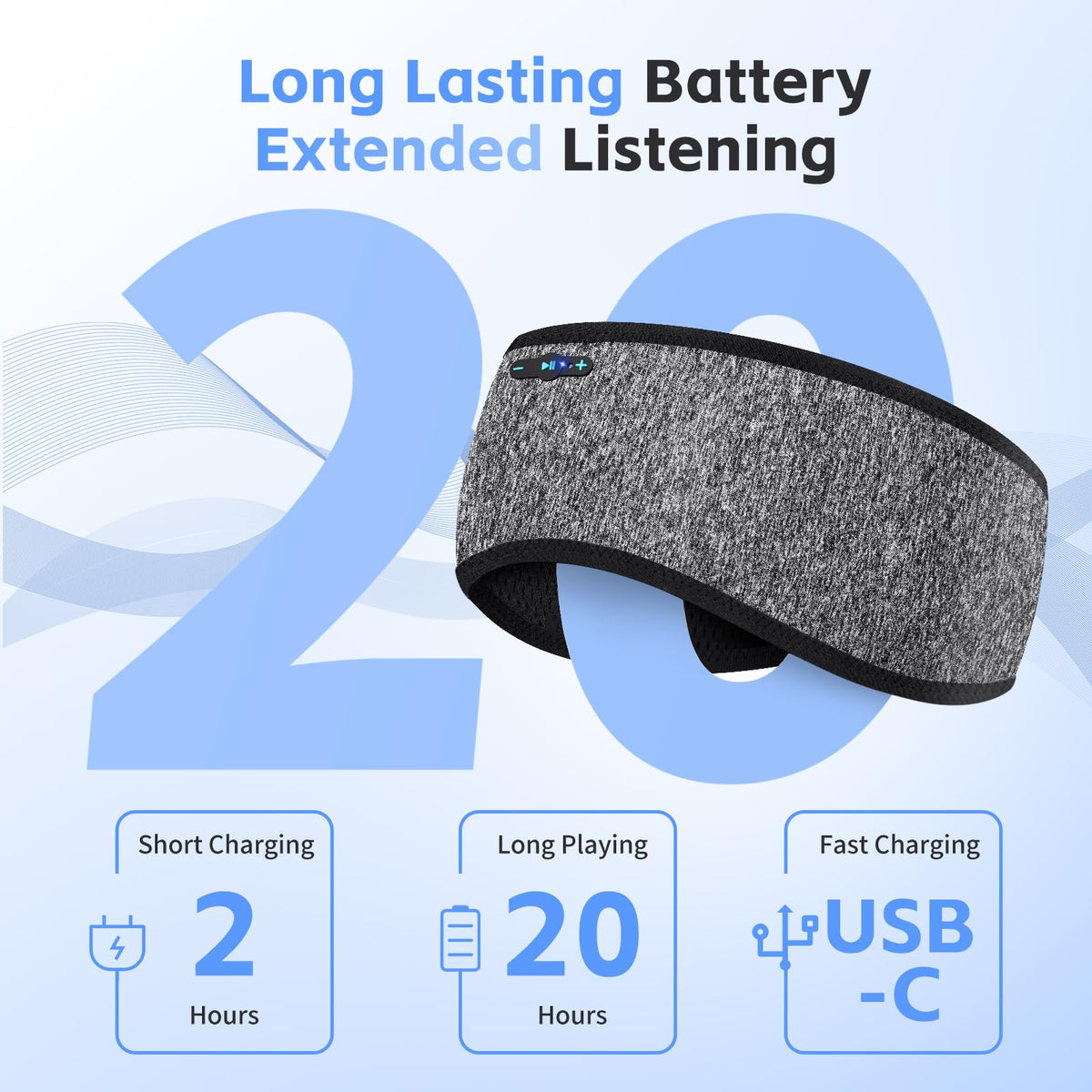 Sleep Headphones Bluetooth Headband for Side Sleepers