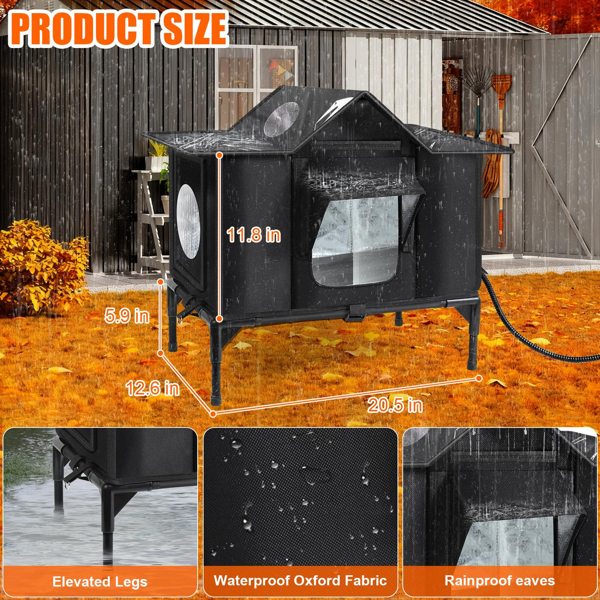 Outdoor Cat House Weatherproof, Heated Cat House, Insulated Cat House(M)