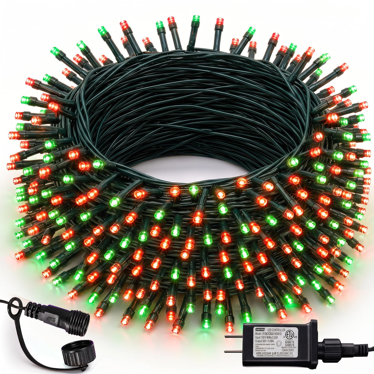 Multicolor Christmas String Lights 164ft, 2000 LED, 8 Modes, Waterproof