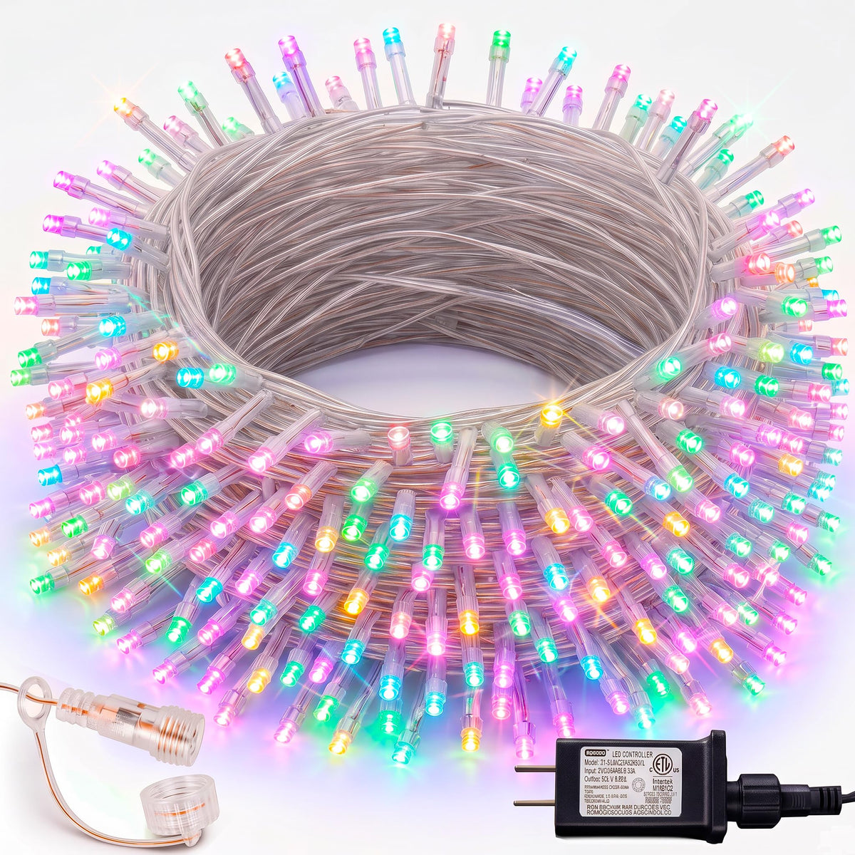 Multicolor Christmas String Lights 164ft, 2000 LED, 8 Modes, Waterproof