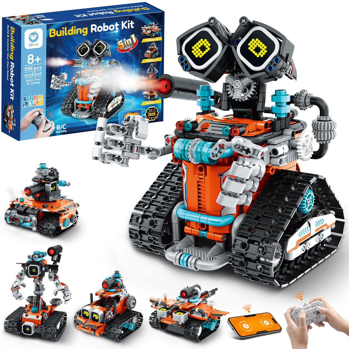 Sillbird STEM Robot Building Kit with Remote Control Gifts for Boys 8-14