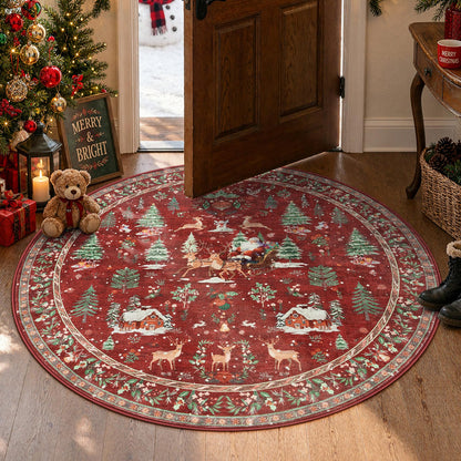 Lahome Christmas 8x10 Living Room Area Rug, Soft Christmas Tree Large Washable Rug for Bedroom, Non Slip Low Pile Indoor Floor Carpet for Home Office Xmas Holiday Decor, Beige