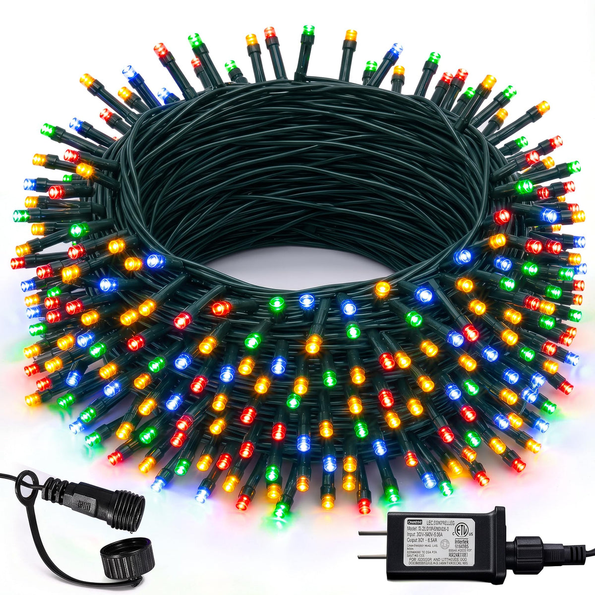 Multicolor Christmas String Lights 164ft, 2000 LED, 8 Modes, Waterproof