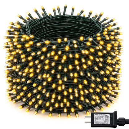 Multicolor Christmas String Lights 164ft, 2000 LED, 8 Modes, Waterproof