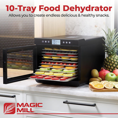 Food Dehydrator with 10 Stainless Steel Trays, 700W, Digital Timer