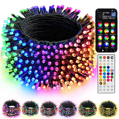Multicolor Christmas String Lights 164ft, 2000 LED, 8 Modes, Waterproof