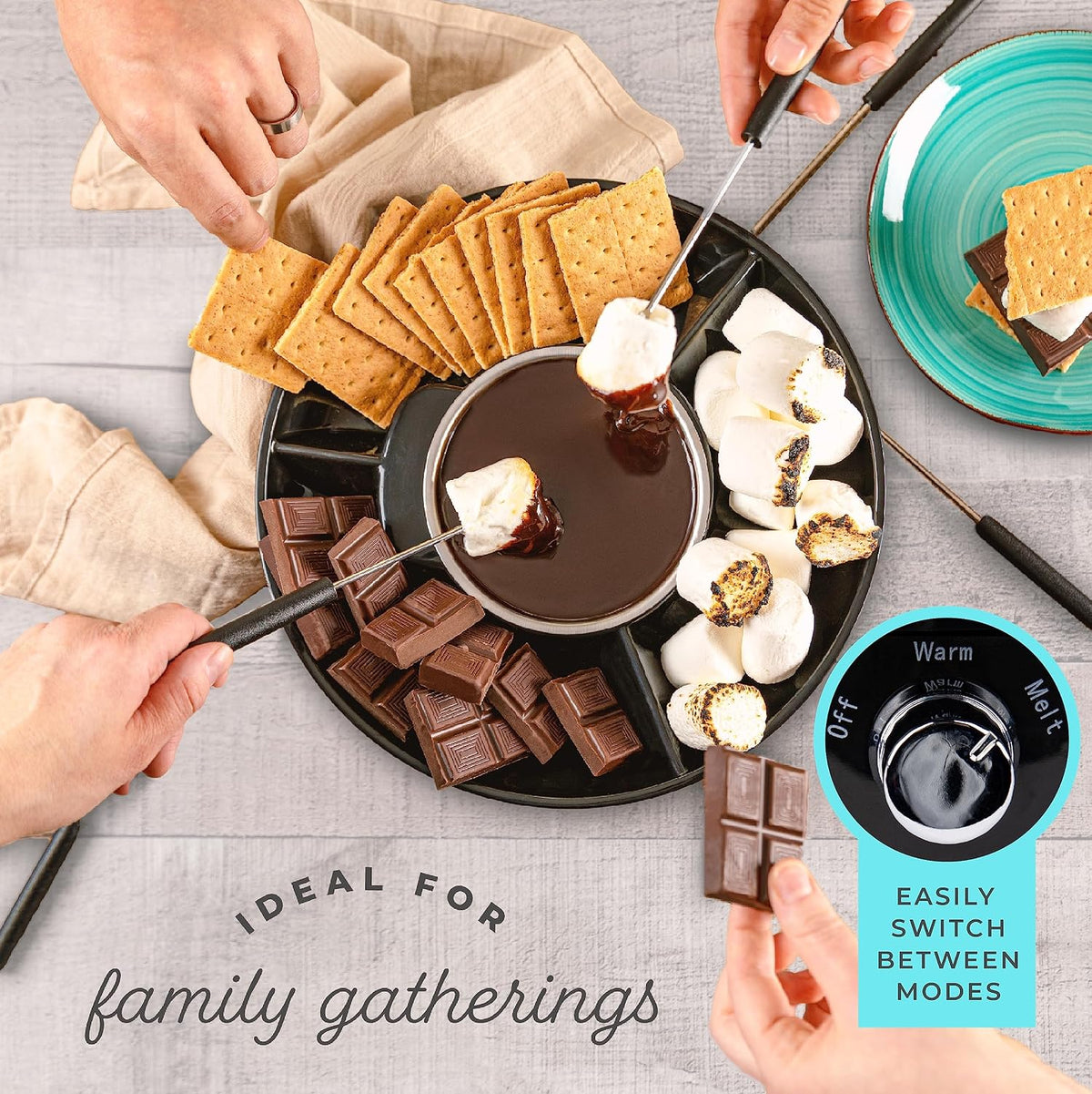 Kusini Electric Fondue Pot Set – Chocolate Fondue Kit - Temperature Control