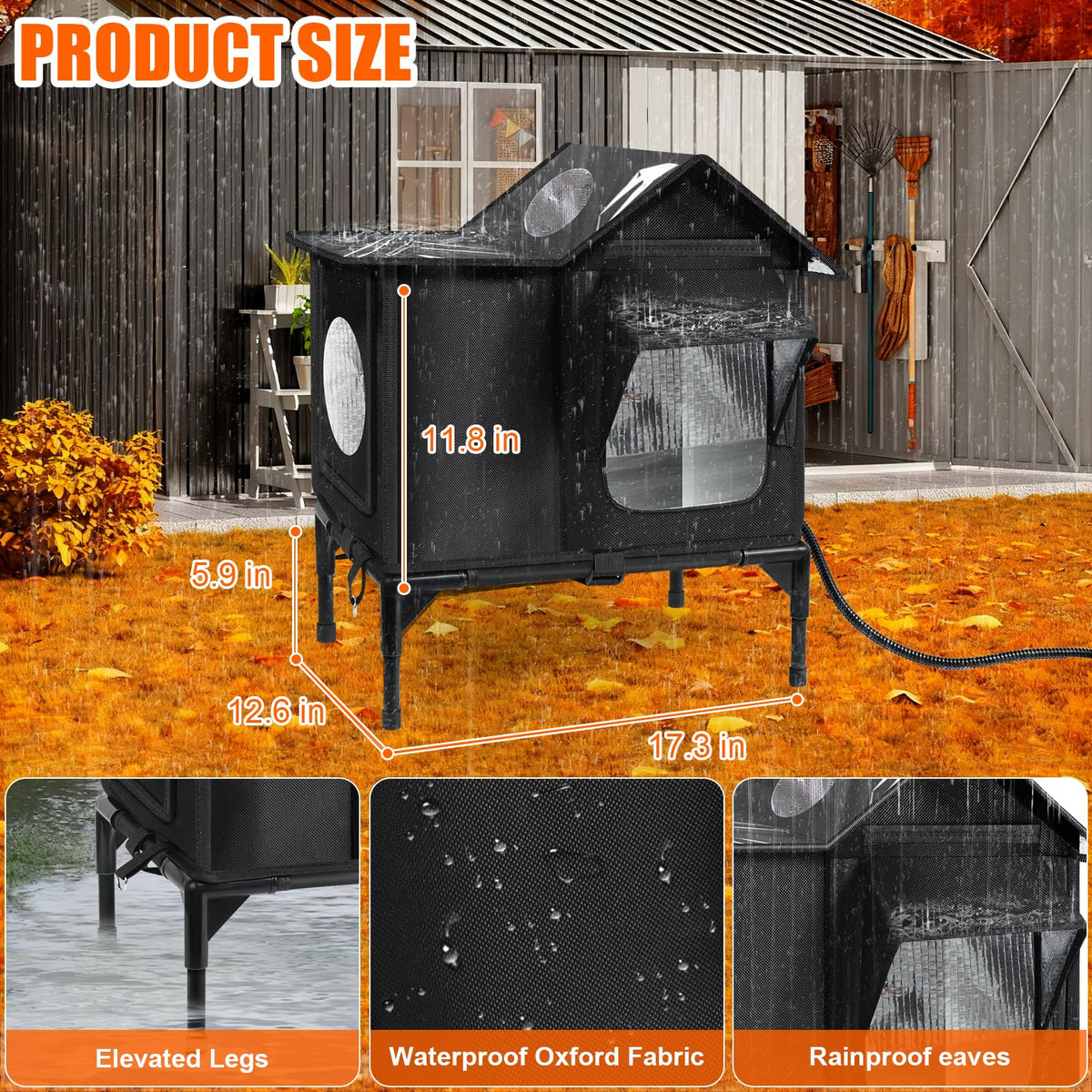 Outdoor Cat House Weatherproof, Heated Cat House, Insulated Cat House(M)