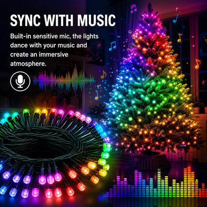 Multicolor Christmas String Lights 164ft, 2000 LED, 8 Modes, Waterproof