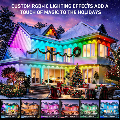 Permanent Outdoor Lights 150ft, Smart RGBIC Eave Lights, IP67 Waterproof