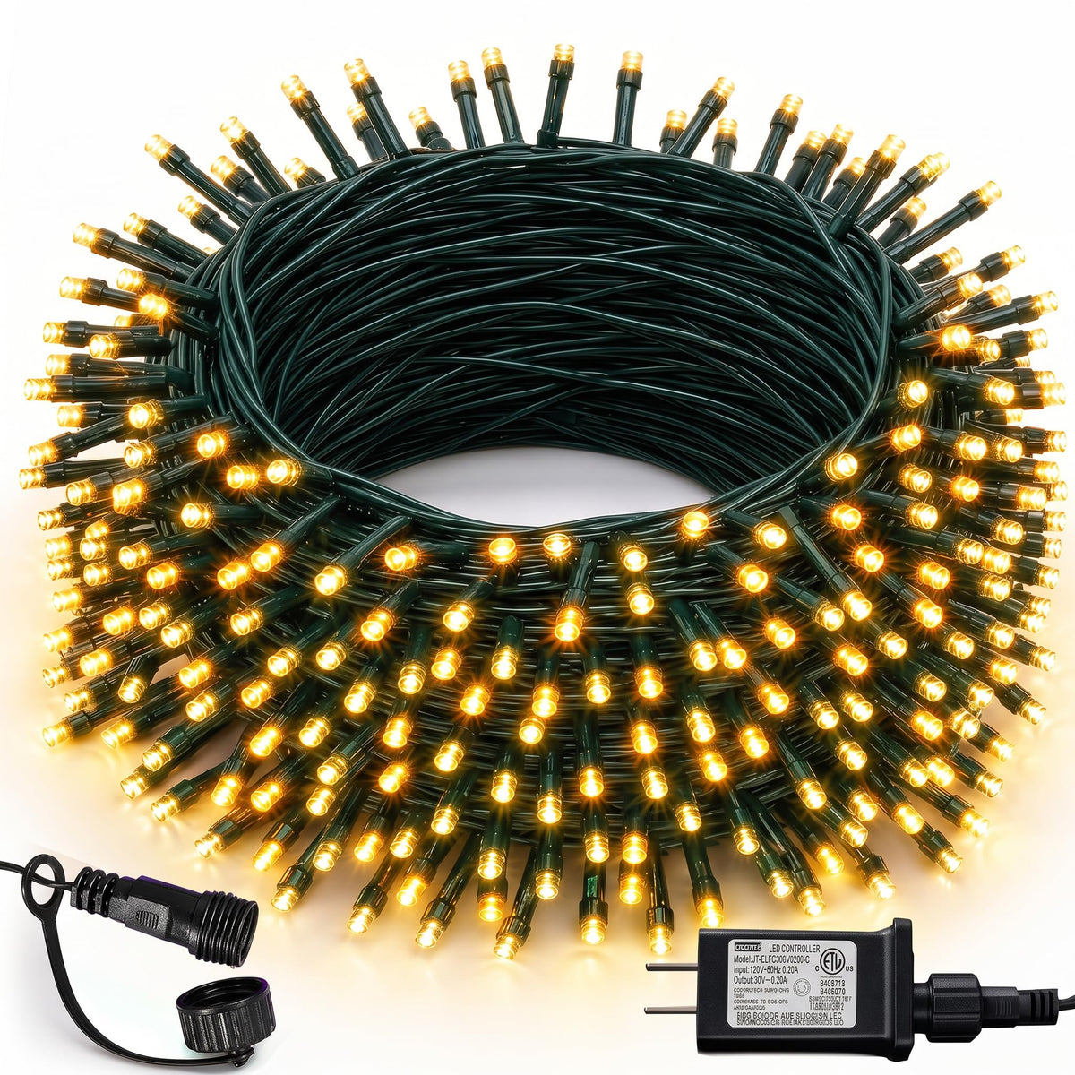 Multicolor Christmas String Lights 164ft, 2000 LED, 8 Modes, Waterproof