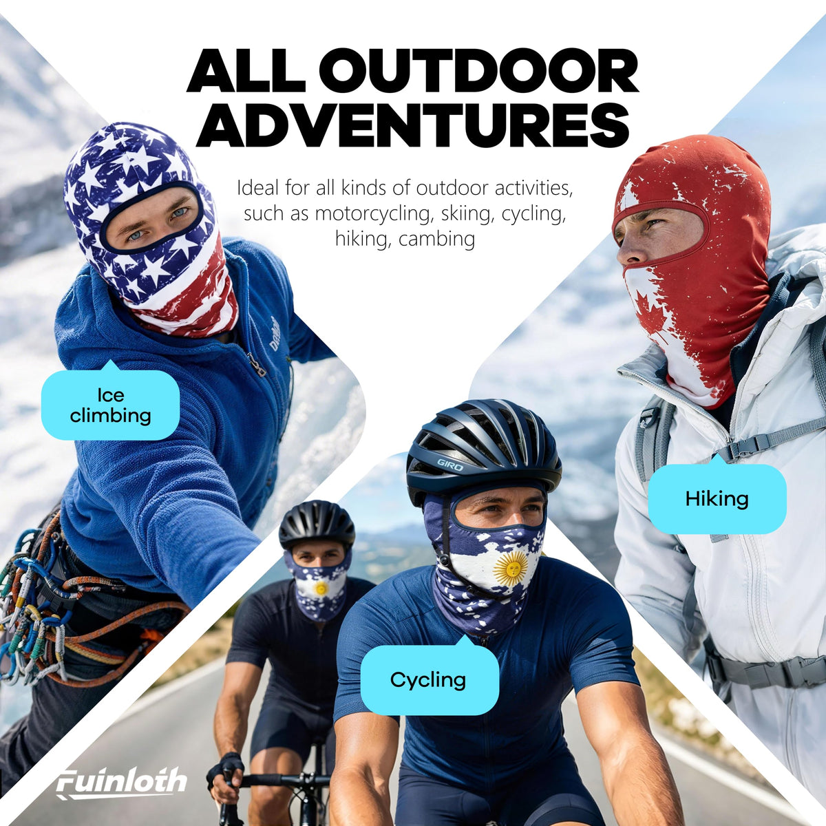 Fuinloth Balaclava Ski Mask, Motorcycle Summer Thin Cooling UV Protection