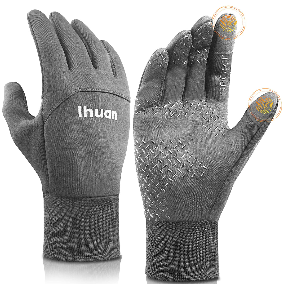 ihuan Winter Waterproof Gloves for Men Women Warm Running Cycling Snow Ski Gloves for Cold Weather, Thermal Windproof Material and Touch Screen Finger for Driving Snowboarding