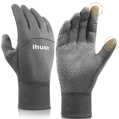 ihuan Winter Waterproof Gloves for Men Women Warm Running Cycling Snow Ski Gloves for Cold Weather, Thermal Windproof Material and Touch Screen Finger for Driving Snowboarding