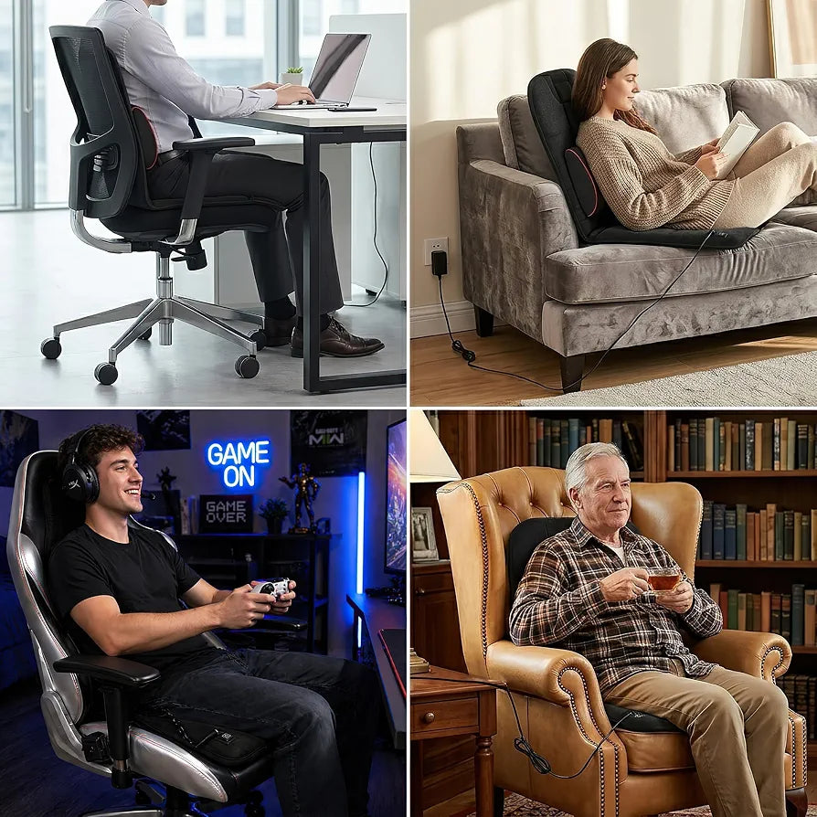 Melissa Heated Office Chair Cushion with Adjustable Lumbar Support and Ergonomic Design